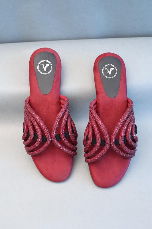 Sana. K Women's Open Toe Suede Ruby Red Open Toe Heel Sandal...