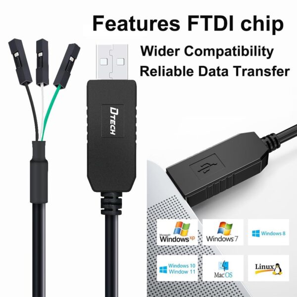 DTECH USB to TTL Serial Cable 3.3V 3 Pin TX RX Signal UART A...