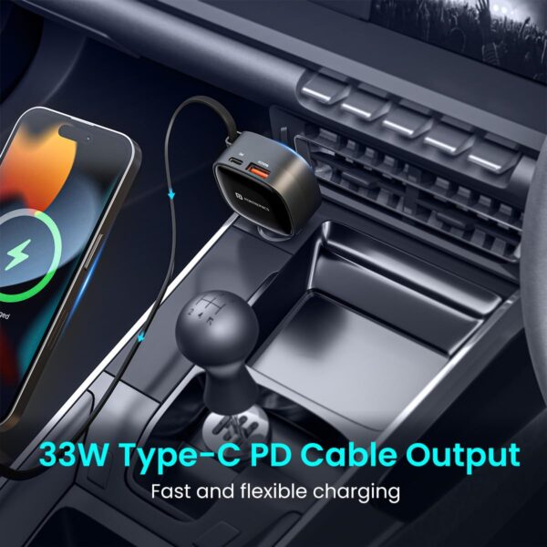 Portronics Car Power Retracto 84W 3 in 1 Car Charger, 80 cm ...