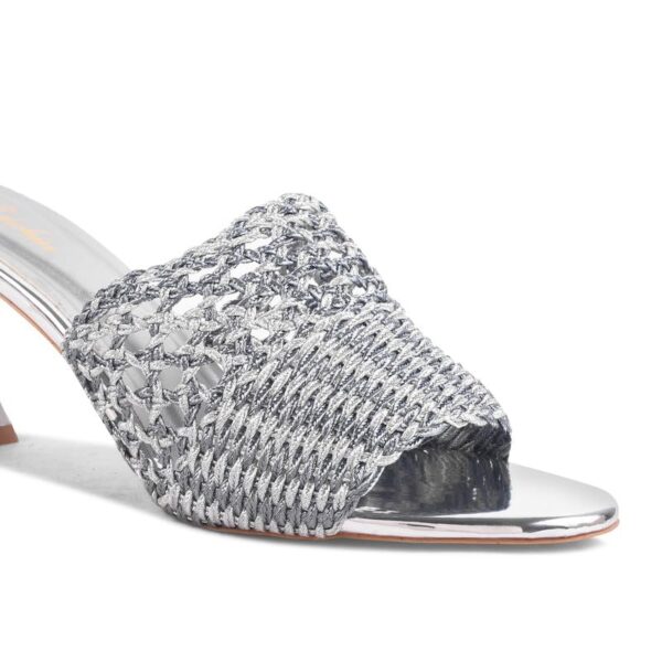 Padchin Womens Heels Knitted Round Toe Slim Heeled Mules for...