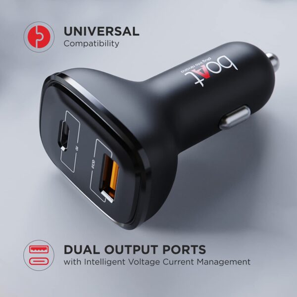 boAt Dual Port Qc-Pd 24W Fast Car Charger with 24W Fast Pd C...