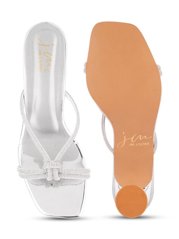 JM LOOKS Women's Square Open Toe Rhinestone Spool Heels Sand...