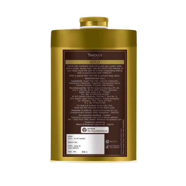 Yardley London Gold Deodorizing Talc| Fresh Woody Scent| Mas...