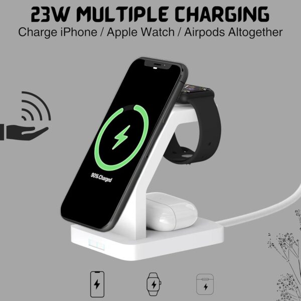 QKXC Sakit® Wireless Charger 3In1 23W Mag-Safe Stand For iPh...