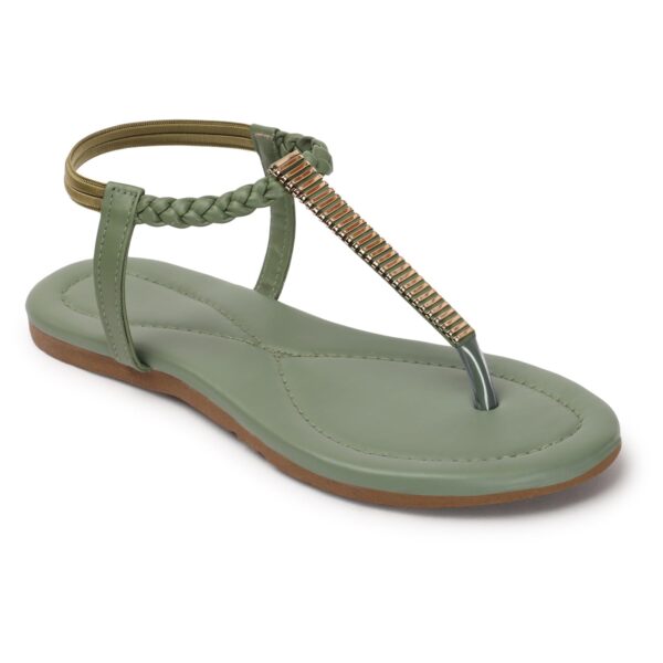 Naitik Women's Synthetic Kolhapuri Stylish Casual T-Strap Fl...