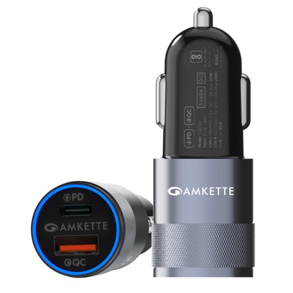 Amkette PowerPro 52W Car Charger Type C + USB A Dual Port | ...