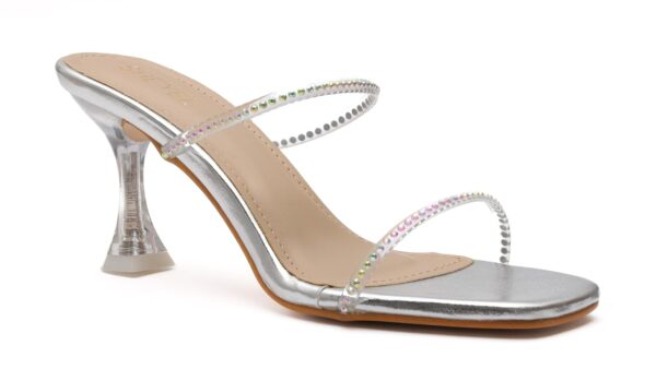 SHEYEL Women’s Transparent Block Heels | Silver Strap Party ...