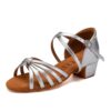 YKXLM Girls Latin Dance Shoes Kids Low Heels Tango Salsa Bal...
