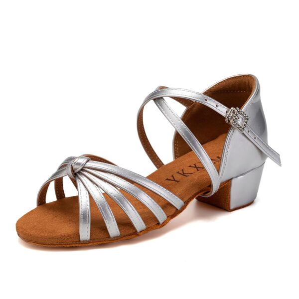 YKXLM Girls Latin Dance Shoes Kids Low Heels Tango Salsa Bal...