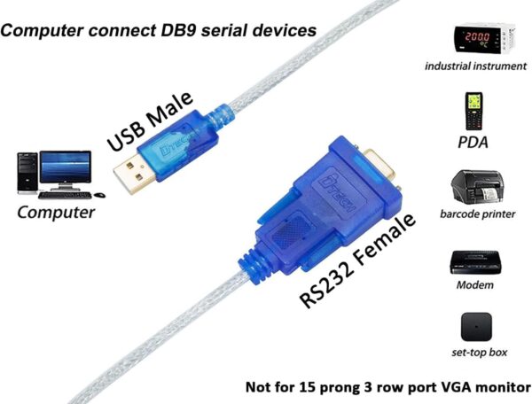 DTECH USB to RS232 DB9 Female Serial Adapter Cable Windows 1...