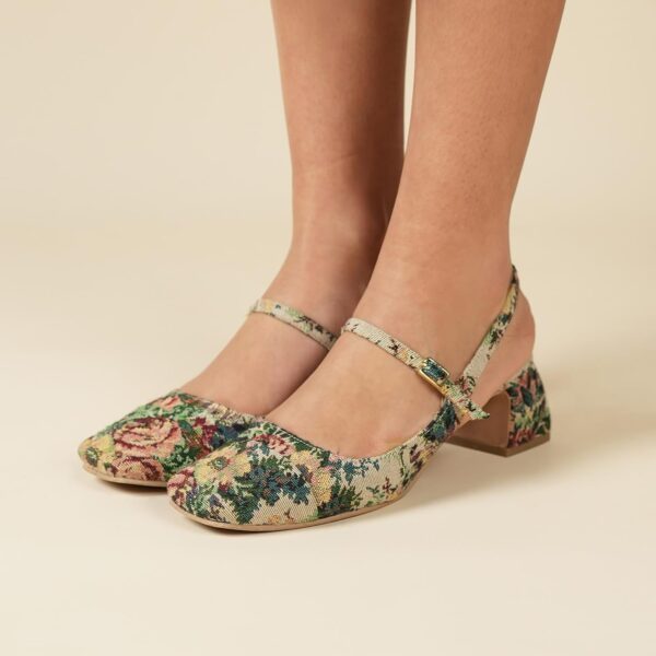 Theater Women Mary Jane Block Heels | Square Toe Slingback S...