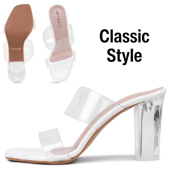 TRASE Transparent Double Strap Block Heels for Women Stylish...