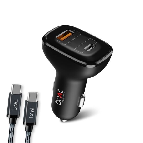 boAt Dual Port Qc-Pd 24W Fast Car Charger with 24W Fast Pd C...