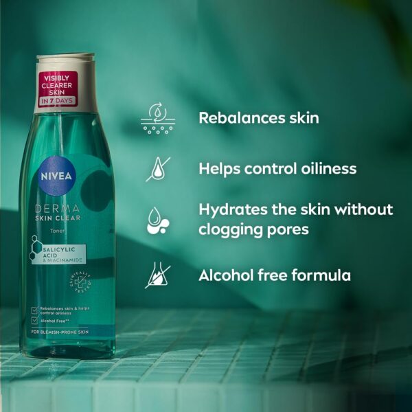 NIVEA Derma Skin Clear Toner (200ml), Cleansing and Hydratin...