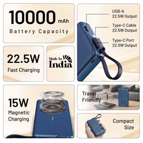 pTron Dynamo Dash Magnetic Wireless 10000mAh Fast Charging S...
