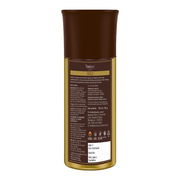 Yardley London Gentleman Gold Body Spray for Men| Fresh Rose...