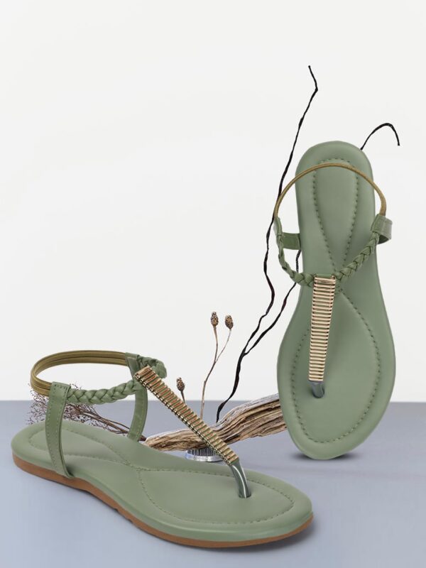 Naitik Women's Synthetic Kolhapuri Stylish Casual T-Strap Fl...