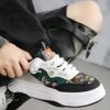 Chunky Sneakers, White, Green, Black, Patterned Panels, 26.5...