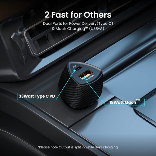 Portronics 51W Car Power 16 Fast Car Charger with Dual Outpu...