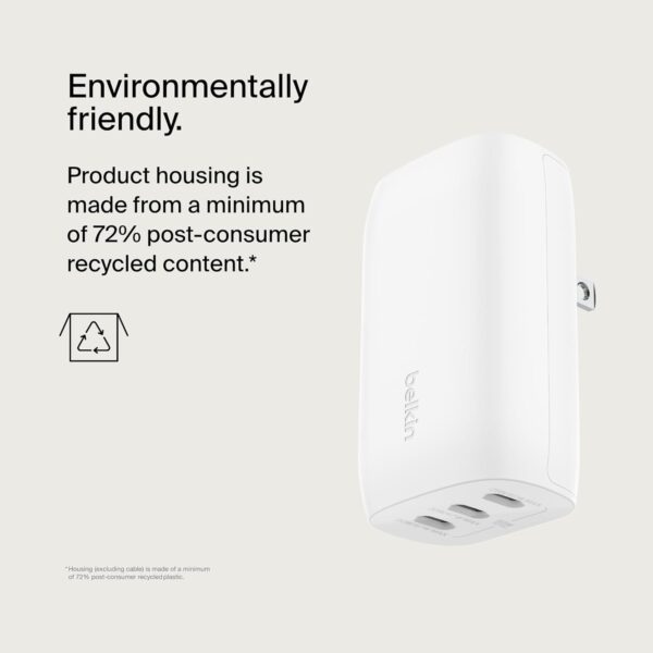 Belkin 67W (25W+20W+20W) 3-Port USB -C Wall Charger with PPS...