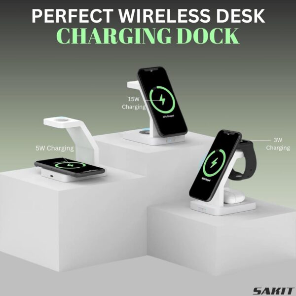 QKXC Sakit® Wireless Charger 3In1 23W Mag-Safe Stand For iPh...