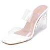 TRASE Transparent Double Strap Block Heels for Women Stylish...