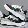Chunky Sneakers, White, Green, Black, Patterned Panels, 26.5...
