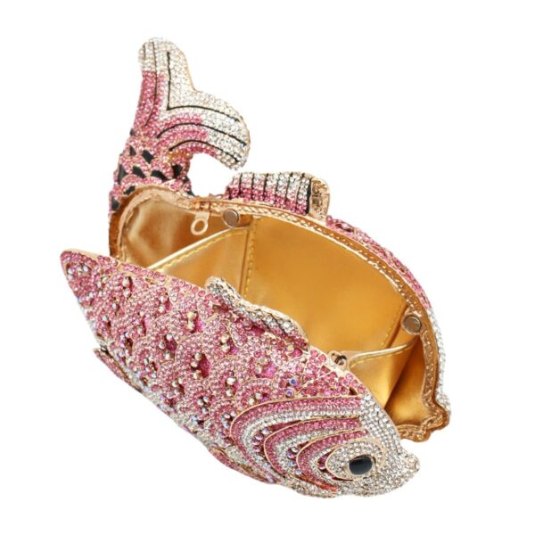 Tngan Women Mini Fish Clutch Luxury Rhinestones Purse Sparkl...