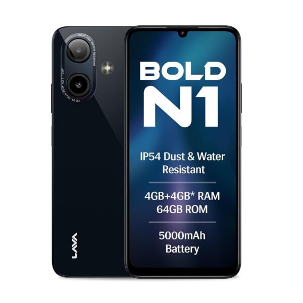 Lava Bold N1 (Radiant Black, 4 GB RAM, 64 GB Storage) | 6.75...