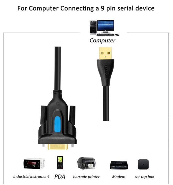 DTECH USB to Serial Adapter DB9 RS232 Cable Prolific Chip PL...