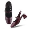 JM LOOKS Women’s Square Toe Block Heel Mules with Adjustable...