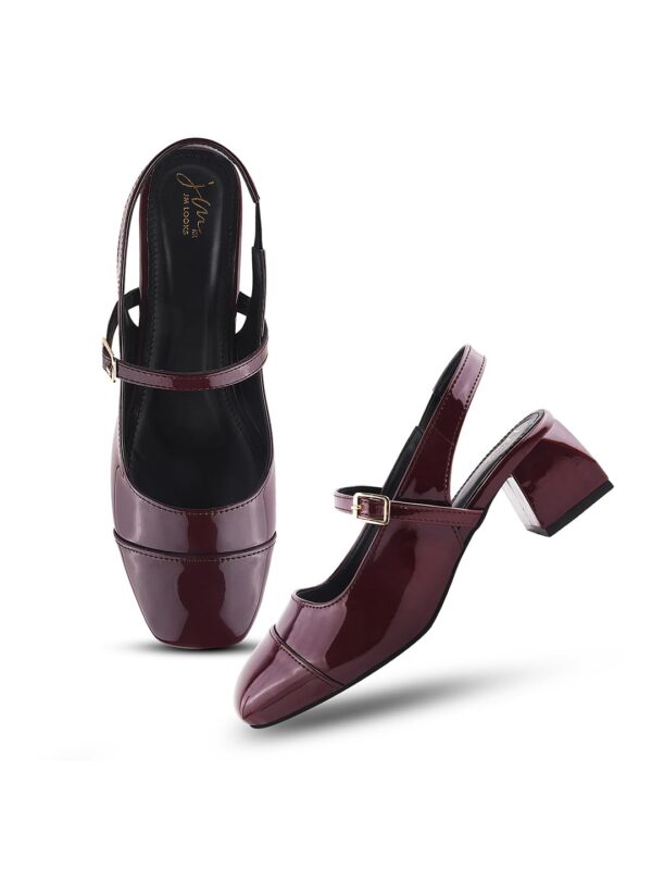 JM LOOKS Women’s Square Toe Block Heel Mules with Adjustable...