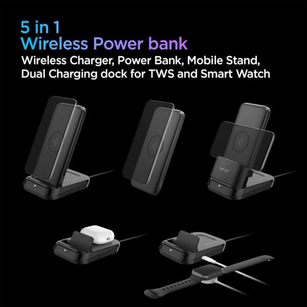 Spigen Power Bank 10000mAh Fast Charging, 5 in 1 Wireless Po...