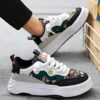 Chunky Sneakers, White, Green, Black, Patterned Panels, 26.5...