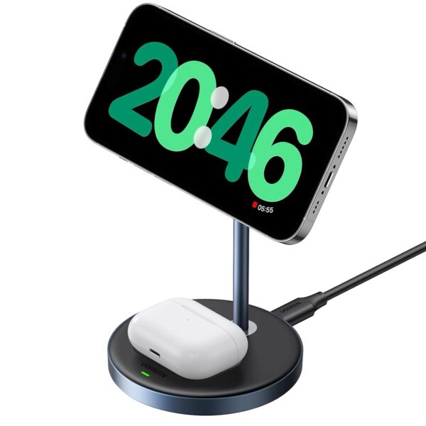 UGREEN MagFlow Wireless Charger, 2-in-1 Qi MagSafe Charging ...