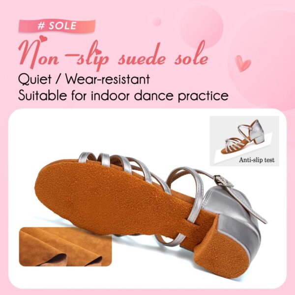YKXLM Girls Latin Dance Shoes Kids Low Heels Tango Salsa Bal...