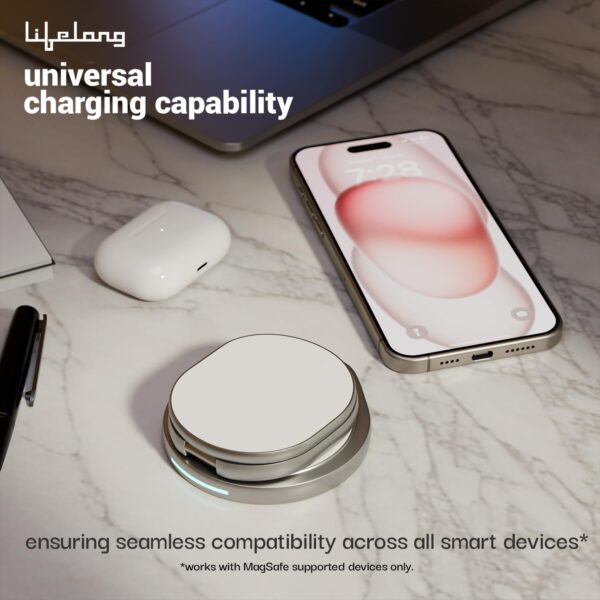Lifelong Zerocord Wireless Charger 23 W 3 in 1 Foldable Mags...