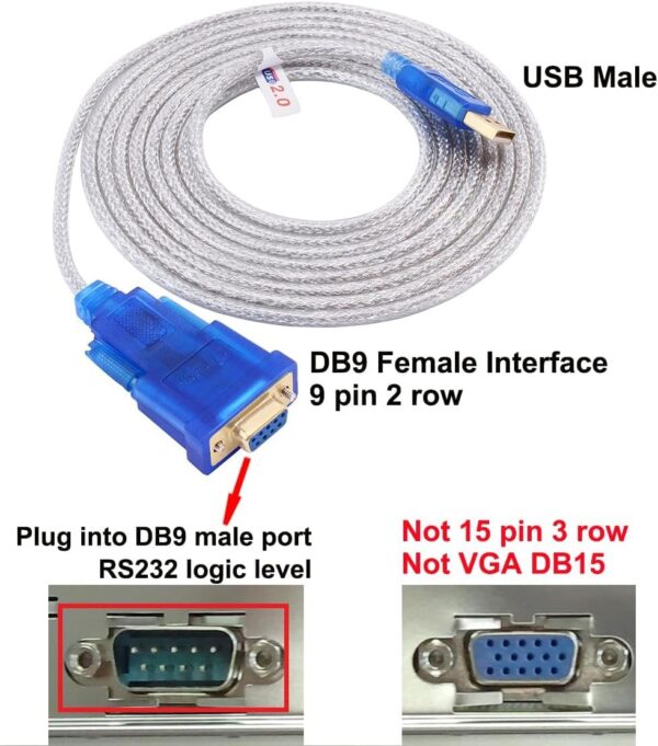 DTECH USB to RS232 DB9 Female Serial Adapter Cable Windows 1...