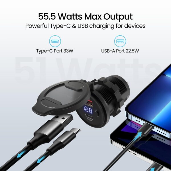 Portronics Spark 51W Multi-Vehicle Phone Charger, 33W Type-C...