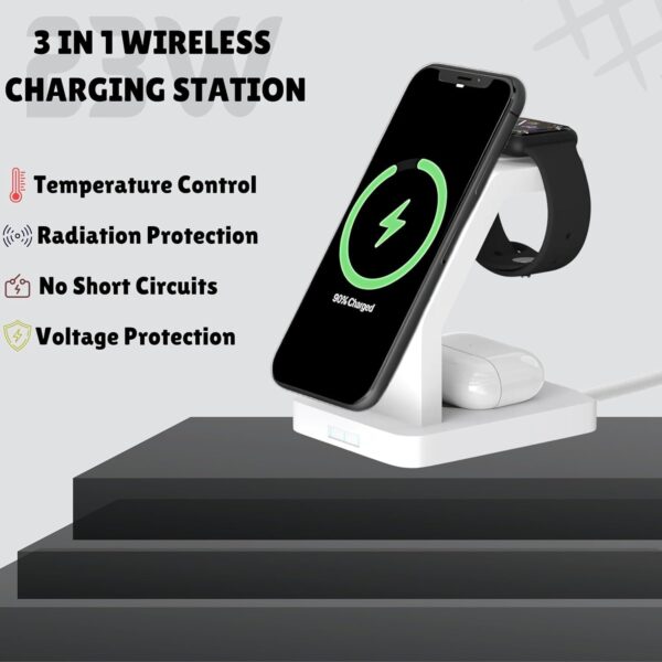 QKXC Sakit® Wireless Charger 3In1 23W Mag-Safe Stand For iPh...