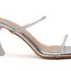 SHEYEL Women’s Transparent Block Heels | Silver Strap Party ...