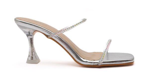 SHEYEL Women’s Transparent Block Heels | Silver Strap Party ...