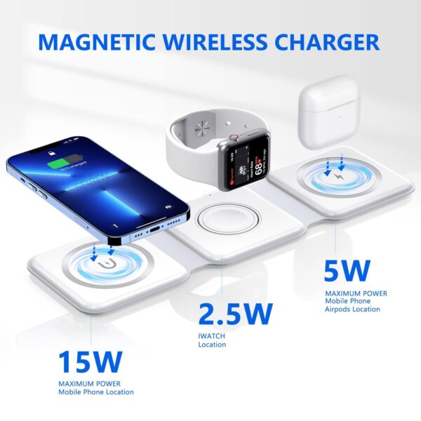 3 in 1 Magnetic MagSafe Foldable Wireless Charger for iPhone...