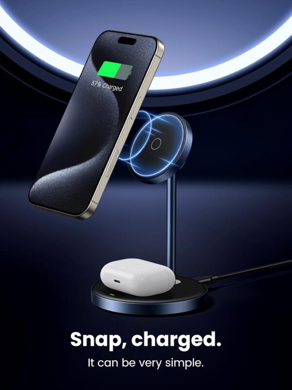 UGREEN MagFlow Wireless Charger, 2-in-1 Qi MagSafe Charging ...