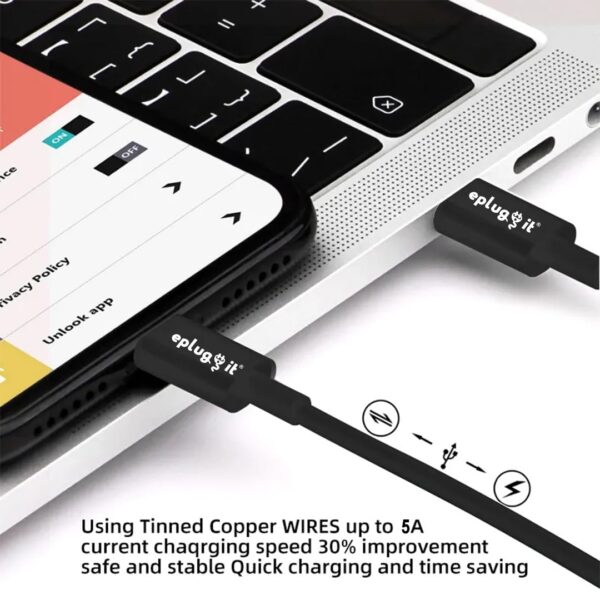 Eplugit Type C to type C 5A (100W) Data Sync & Fast Charging...