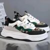 Chunky Sneakers, White, Green, Black, Patterned Panels, 26.5...