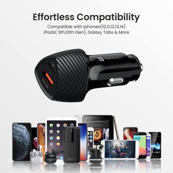 Portronics 51W Car Power 16 Fast Car Charger with Dual Outpu...