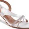 JM LOOKS Kitten Heels Rhinestone Strappy Square Open Toe Bac...