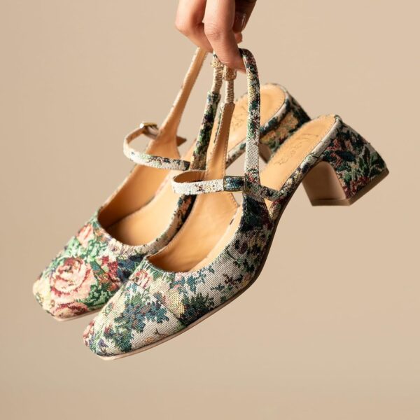 Theater Women Mary Jane Block Heels | Square Toe Slingback S...