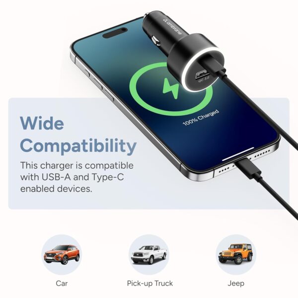 Ambrane 85W Car Charger, Mobile & Laptop Charging (MacBook &...